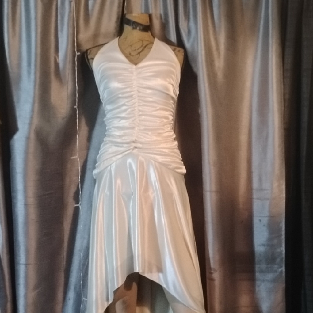 Chic Ivory High-Low Halter Dress